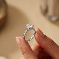 2.14 Ct Princess Cut Moissanite Solitaire with Accent Engagement Ring