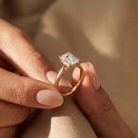 2.15 Ct Radiant Moissanite Hidden Halo Engagement Ring Rose Gold