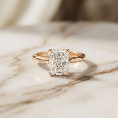 2.15 Ct Radiant Moissanite Hidden Halo Engagement Ring