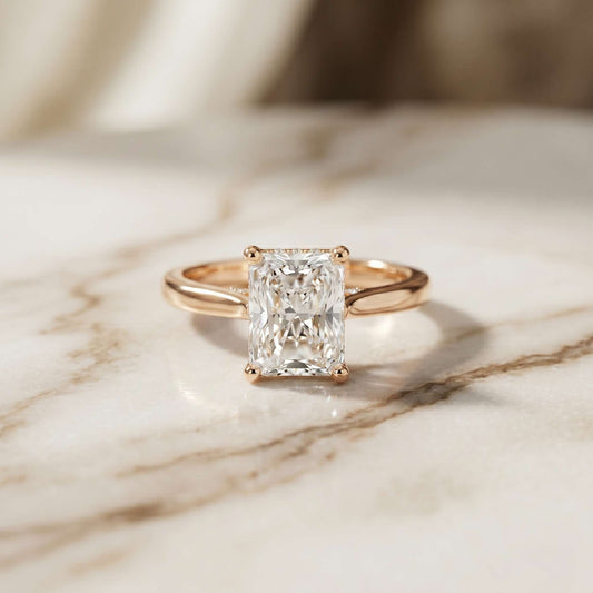 2.15 Ct Radiant Moissanite Hidden Halo Engagement Ring