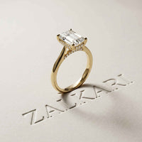 2.15 Ct Radiant Moissanite Hidden Halo Engagement Ring Gold