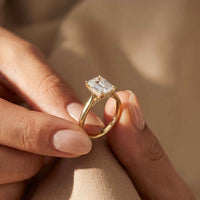 2.15 Ct Radiant Moissanite Hidden Halo Engagement Ring Gold