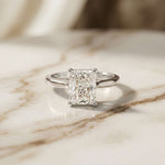 2.15 Ct Radiant Moissanite Hidden Halo Engagement Ring White