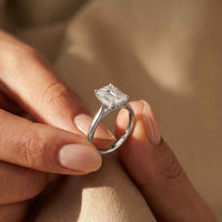 2.15 Ct Radiant Moissanite Hidden Halo Engagement Ring White