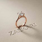2.13 Ct Round Moissanite Split Cathedral Shank Engagement Ring