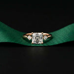 2.16 Ct Asscher Moissanite Cathedral Setting Engagement Ring
