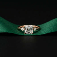2.16 Ct Asscher Moissanite Cathedral Setting Engagement Ring