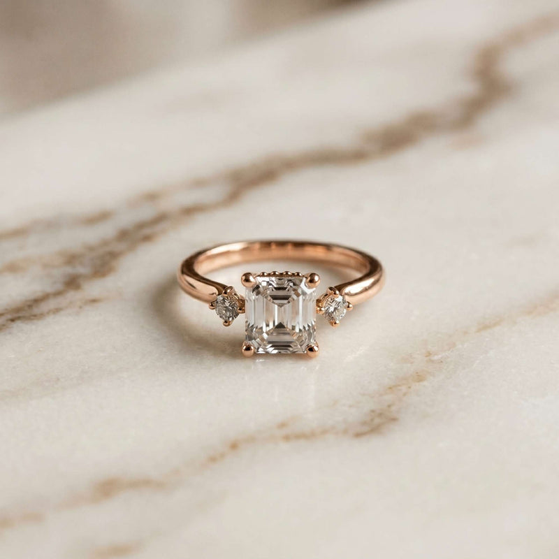 2.16 Ct Asscher Moissanite Cathedral Setting Engagement Ring