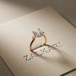 2.16 Ct Asscher Moissanite Cathedral Setting Engagement Ring