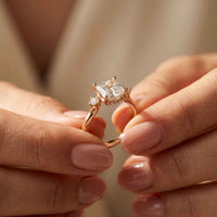 2.16 Ct Asscher Moissanite Cathedral Setting Engagement Ring