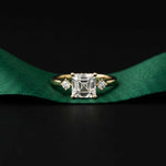 2.16 Ct Asscher Moissanite Cathedral Setting Engagement Ring