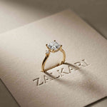 2.16 Ct Asscher Moissanite Cathedral Setting Engagement Ring