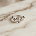 2.16 Ct Asscher Moissanite Cathedral Setting Engagement Ring