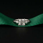 2.16 Ct Asscher Moissanite Cathedral Setting Engagement Ring