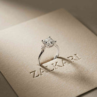2.16 Ct Asscher Moissanite Cathedral Setting Engagement Ring