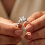 2.16 Ct Asscher Moissanite Cathedral Setting Engagement Ring