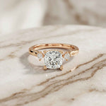 2.16 Ct Cushion Cut Moissanite Classic Basket Setting Engagement Ring