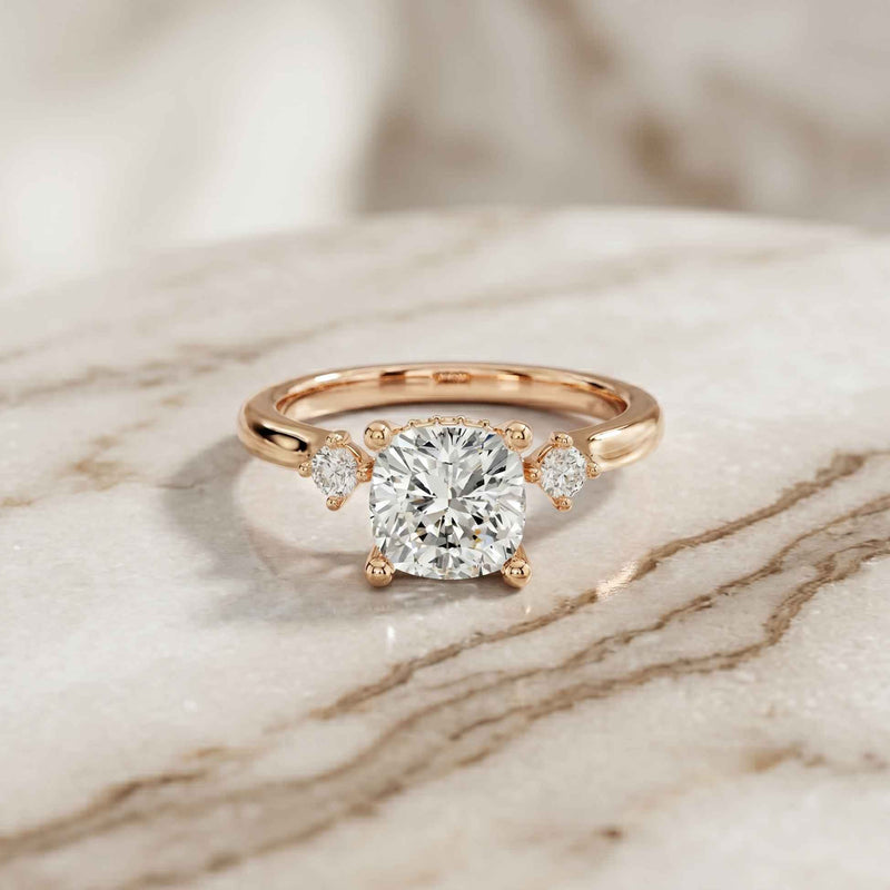 2.16 Ct Cushion Cut Moissanite Classic Basket Setting Engagement Ring