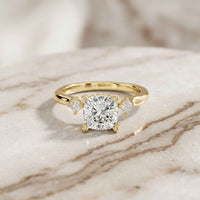 2.16 Ct Cushion Cut Moissanite Classic Basket Setting Engagement Ring