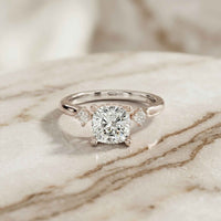 2.16 Ct Cushion Cut Moissanite Classic Basket Setting Engagement Ring