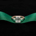 2.16 Ct Emerald Cut Moissanite Invisible Halo Engagement Ring