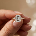2.16 Ct Emerald Cut Moissanite Invisible Halo Engagement Ring