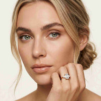 2.16 Ct Emerald Cut Moissanite Invisible Halo Engagement Ring