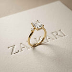 2.16 Ct Emerald Cut Moissanite Invisible Halo Engagement Ring
