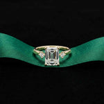 2.16 Ct Emerald Cut Moissanite Invisible Halo Engagement Ring