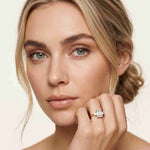 2.16 Ct Emerald Cut Moissanite Invisible Halo Engagement Ring