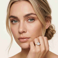 2.16 Ct Emerald Cut Moissanite Invisible Halo Engagement Ring