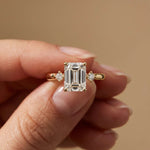 2.16 Ct Emerald Cut Moissanite Invisible Halo Engagement Ring