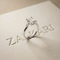 2.16 Ct Emerald Cut Moissanite Invisible Halo Engagement Ring
