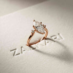 2.17 Ct Marquise Moissanite Cathedral Setting Engagement Ring