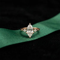 2.17 Ct Marquise Moissanite Cathedral Setting Engagement Ring