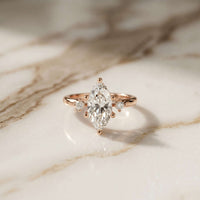2.17 Ct Marquise Moissanite Cathedral Setting Engagement Ring