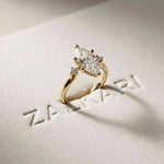 2.17 Ct Marquise Moissanite Cathedral Setting Engagement Ring