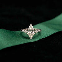 2.17 Ct Marquise Moissanite Cathedral Setting Engagement Ring