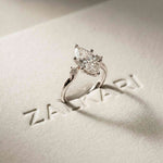 2.17 Ct Marquise Moissanite Cathedral Setting Engagement Ring