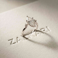 2.17 Ct Marquise Moissanite Cathedral Setting Engagement Ring