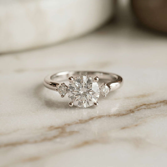 2.16 Ct Round Moissanite Hidden Halo Promise Ring