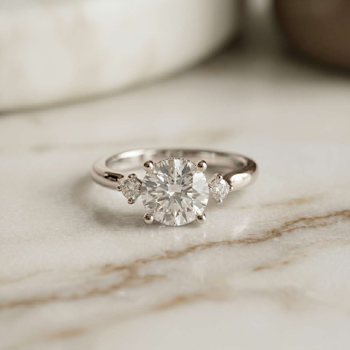 2.16 Ct Round Moissanite Hidden Halo Promise Ring