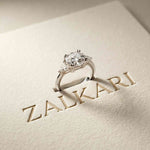 2.82 Ct Cushion Moissanite Secret Halo Engagement Ring
