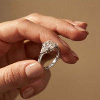 2.82 Ct Cushion Moissanite Secret Halo Engagement Ring