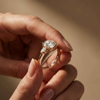 3.27 Ct Round Moissanite with Pear Side Stones Promise Ring