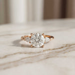 3.27 Ct Round Moissanite with Pear Side Stones Promise Ring