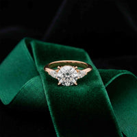3.27 Ct Round Moissanite with Pear Side Stones Promise Ring