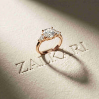 3.27 Ct Round Moissanite with Pear Side Stones Promise Ring