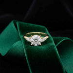 3.27 Ct Round Moissanite with Pear Side Stones Promise Ring