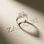 3.27 Ct Round Moissanite with Pear Side Stones Promise Ring